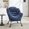 Tiramisubest Lazy Chair with Ottoman Steel Frame Lounge Chair Flannelette Upholstered Chair Ergonomic Reading Chair Living Room Bedroom, Navy Blue - 2 of 4