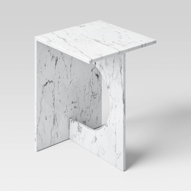 Faux Marble Accent Table White - Threshold&#8482;, 4 of 7