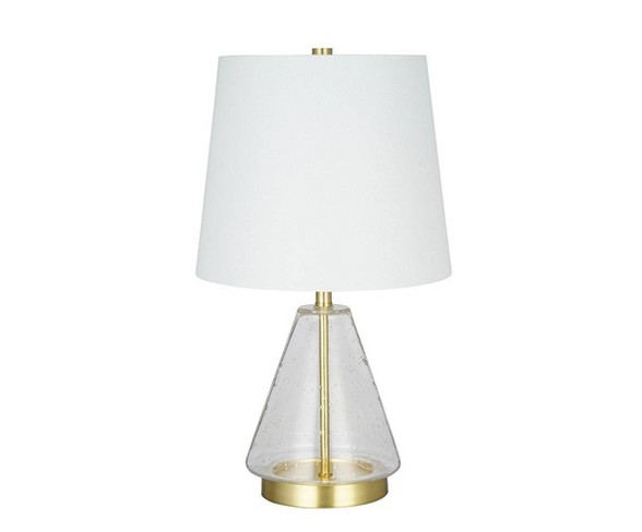 Clear Seeded Glass Table Lamp Brass (Lamp Only) - Cresswell Lighting