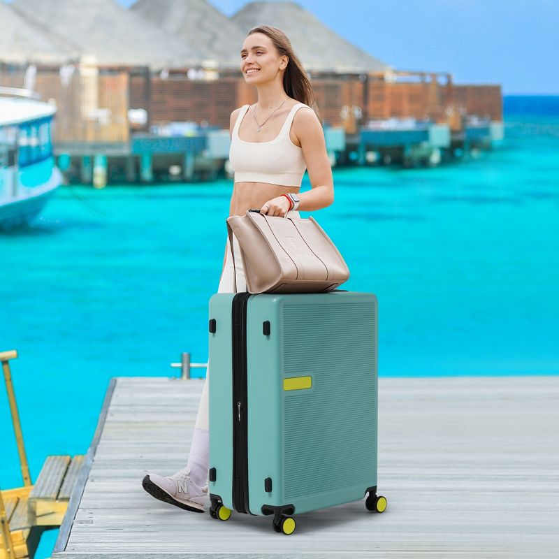 1/3 PCS Contrast Color Expandable ABS Hard Shell Luggage Set with Spinner Wheels and TSA Lock 4M - ModernLuxe, 3 of 8