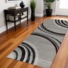 HomeRoots 8' Gray and Black Abstract Power Loom Distressed Runner Rug - 2 of 4