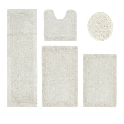 Edge Bath Rug 100% Premium Cotton Ultra-Soft Water Absorbent Tufted Solid Reversible 5 Piece Bathroom Rug Set for Machine Washable Bathmat