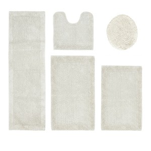Edge Bath Rug 100% Premium Cotton Ultra-Soft Water Absorbent Tufted Solid Reversible 5 Piece Bathroom Rug Set for Machine Washable Bathmat - 1 of 4