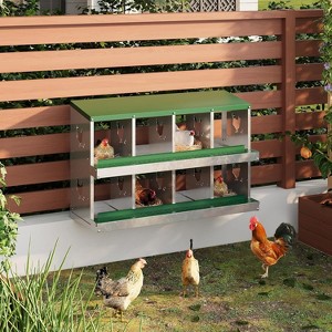 Chicken Nesting Box, 8 Holes Nesting Boxes with Bracket Legs, Easy Egg Collection, Easy Cleaning, Chicken Laying Boxes for Chicken Coop Hens, Red - 1 of 4