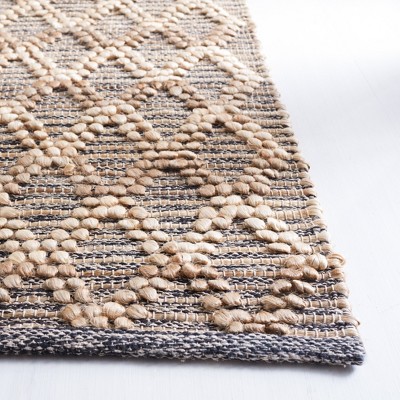 Handmade Natural Fiber Flat Weave Area Rug in Light and Dark Grey
