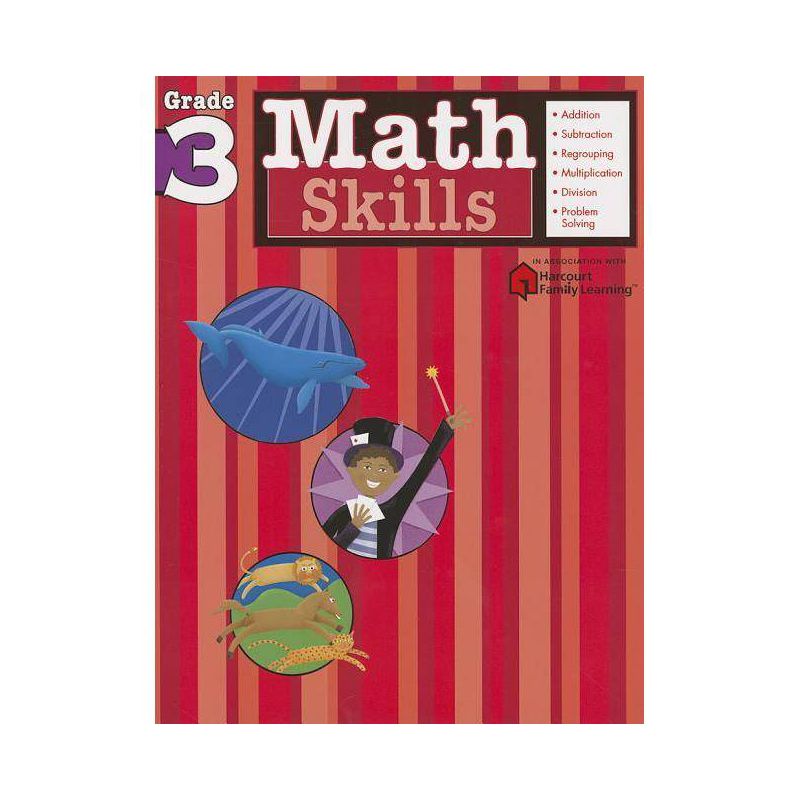 Math Skills, Grade 3 - (Flash Kids Harcourt Family Learning) by  Flash Kids (Paperback), 1 of 2
