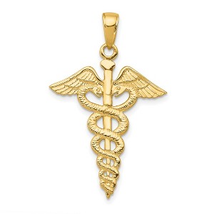 Black Bow Jewelry 14k Yellow Gold Large Caduceus Symbol Pendant - 1 of 4