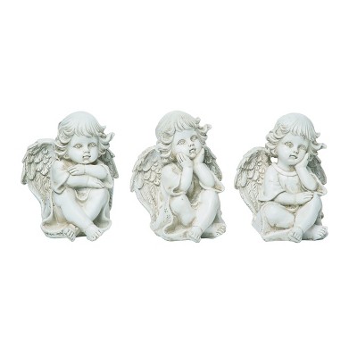 Transpac Resin Baby Angel Figurine Set of 3 Spring Home Decorations