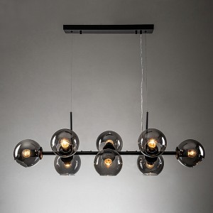 Rennnsan Arvante 40" W 8 -Light Glass Dimmable Modern Linear Kitchen Island Pendant in Black - 1 of 4
