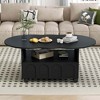 Lirago Cream Style Coffee Table with Wheels Cloud Top Design Large Storage Drawer and Brake System for Living Room Black - 2 of 4