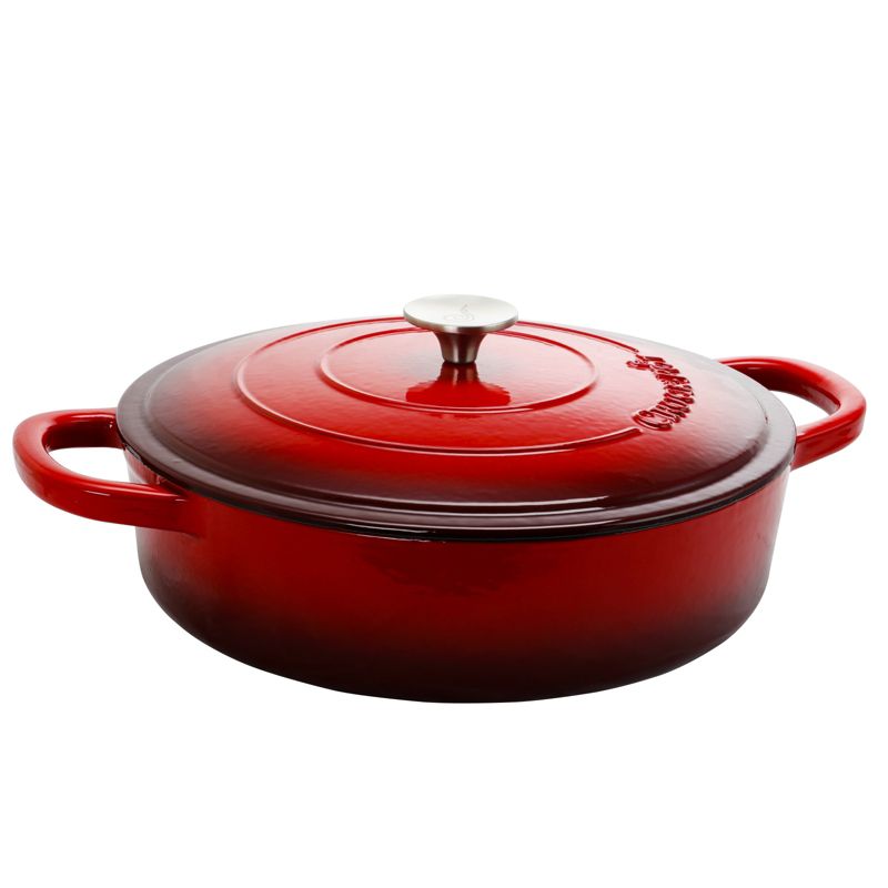 Crock Pot Artisan Enameled Cast Iron 5 Quart Round Braiser Pan with Self Basting Lid in Scarlet Red, 2 of 8