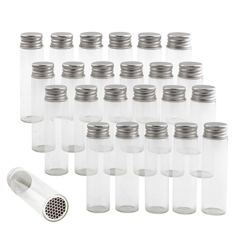 Darware Party Favor Matches Jars, 24pk; Empty Glass Vials w/ Strike Stickers for Wedding Favors and DIY Gifts, 1 of 9