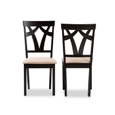 Espresso Brown & Sand Upholstered Parsons Side Chair Set