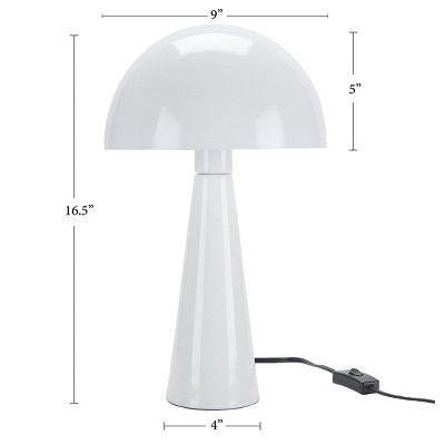 17" White Iron Mid-Century Modern Mushroom Table Lamp