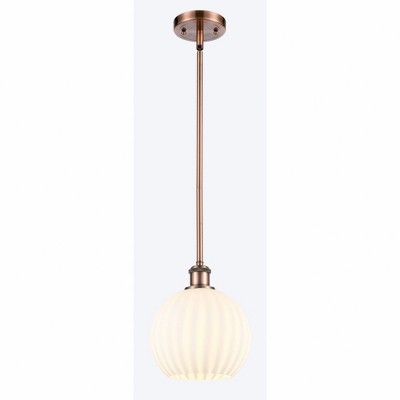 White Venetian - 1 Light Stem Hung Mini Pendant In Modern Style-10 Inches Tall and 8 Inches Wide