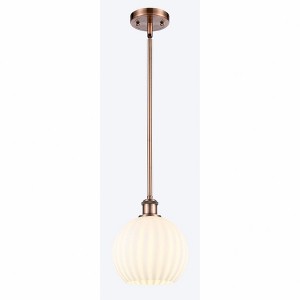 White Venetian - 1 Light Stem Hung Mini Pendant In Modern Style-10 Inches Tall and 8 Inches Wide - 1 of 1