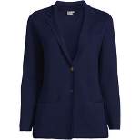 Lands' End Women's Fine Gauge Cotton Button Front Blazer Sweater