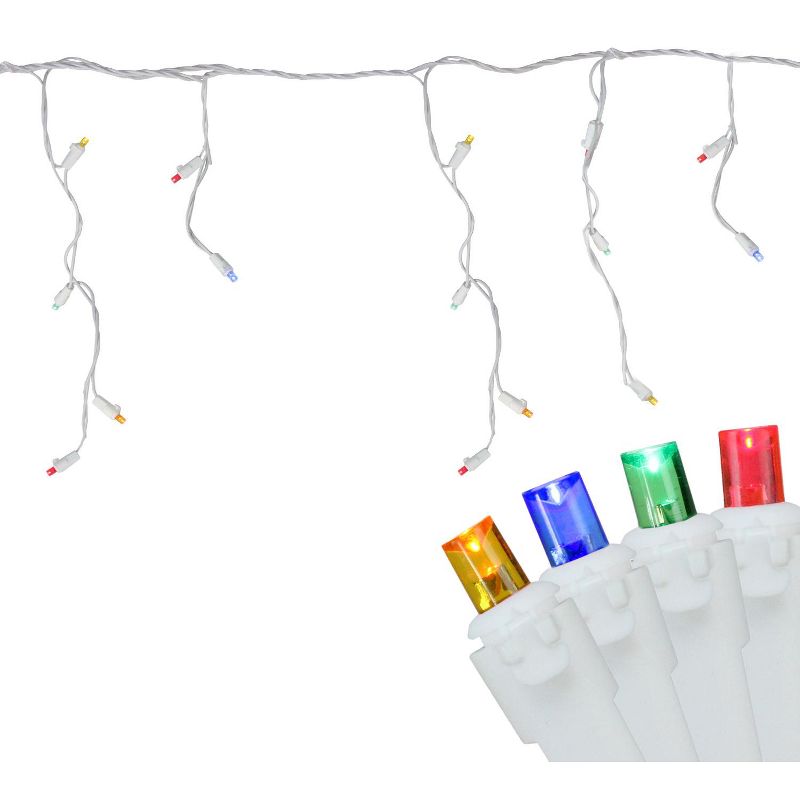 Northlight 100ct Wide Angle LED Icicle String Lights Multi-Color - 6.75' White Wire, 2 of 5