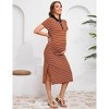 Maternity Dress Women Short Sleeve Button Split Hem Striped Tunic Dress - 3 of 4