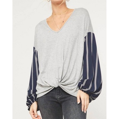 Women's Sunday Funday Stripe Print Sleeve Top - PROMESA
