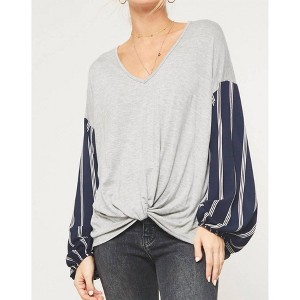 Women's Sunday Funday Stripe Print Sleeve Top - PROMESA - 1 of 3