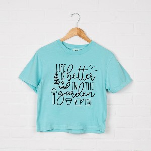Simply Sage Market Women's Life Is Better In The Garden Short Sleeve Relaxed Fit Cropped Tee - 1 of 4