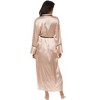 ADR Women's Long Satin Robe with Contrast Piping Tie Belt, Pockets, Full Length - 2 of 4
