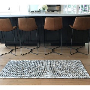 Rosewood Bath and Floor Runner White - Hip-o Modern Living: Geometric Woven Wood, Recycled Rubber Backing - 1 of 4