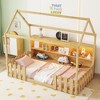 DOMETOUR Twin House Bed: LED, Bookshelf, Guardrails, Natural Finish, Kids, Expected 2025/3/14 - 3 of 4