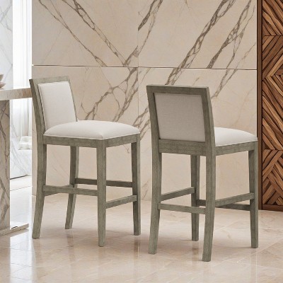 30.5 Inch Height Bar Stools set of 2, Rubber wood Frame,fabric Sponge cushion and Upholstered Barstools - Leovsnove