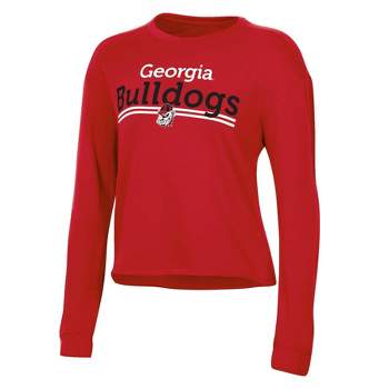 NCAA Georgia Bulldogs Women's Crew Neck Fleece Double Stripe Sweatshirt