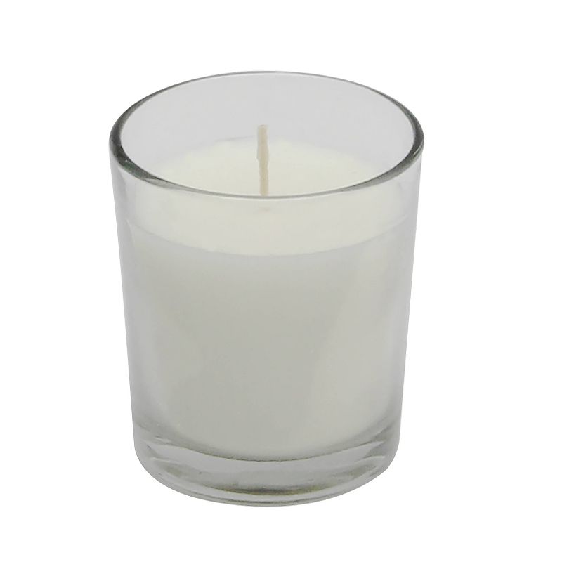 Stonebriar 12 pk Unscented Long Burning Clear Glass Wax Filled Votive Candle, 1 of 3