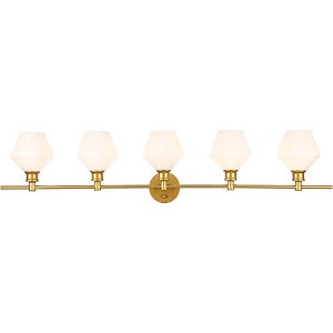 Elegant Lighting Gene 5 light Brass and Frosted white glass Wall sconce - 1 of 4