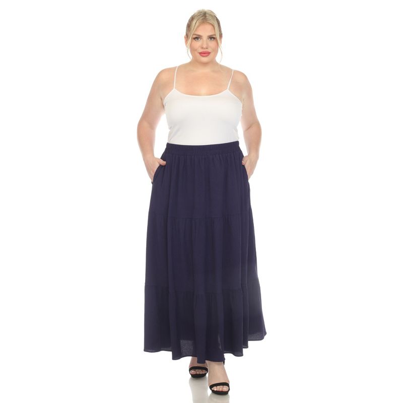 Plus Size Pleated Tiered Maxi Skirt, 5 of 6