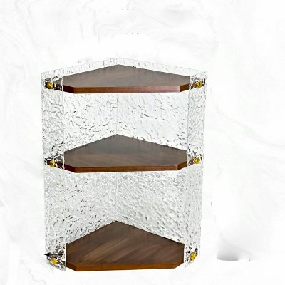 MaseiKar 3-Tier Corner Bathroom Counter Organizer, Wooden Skincare Organizer Storage Tray for Bathroom Vanity Countertop, Shelf for Dresser