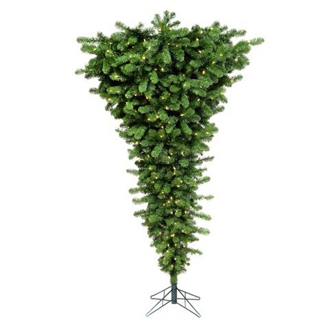 Vickerman 7.5' Green Upside Down Artificial Christmas Tree, Warm White ...