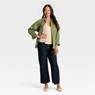 Women's Relaxed Denim Barn Coat - Universal Thread' Green - image 3
