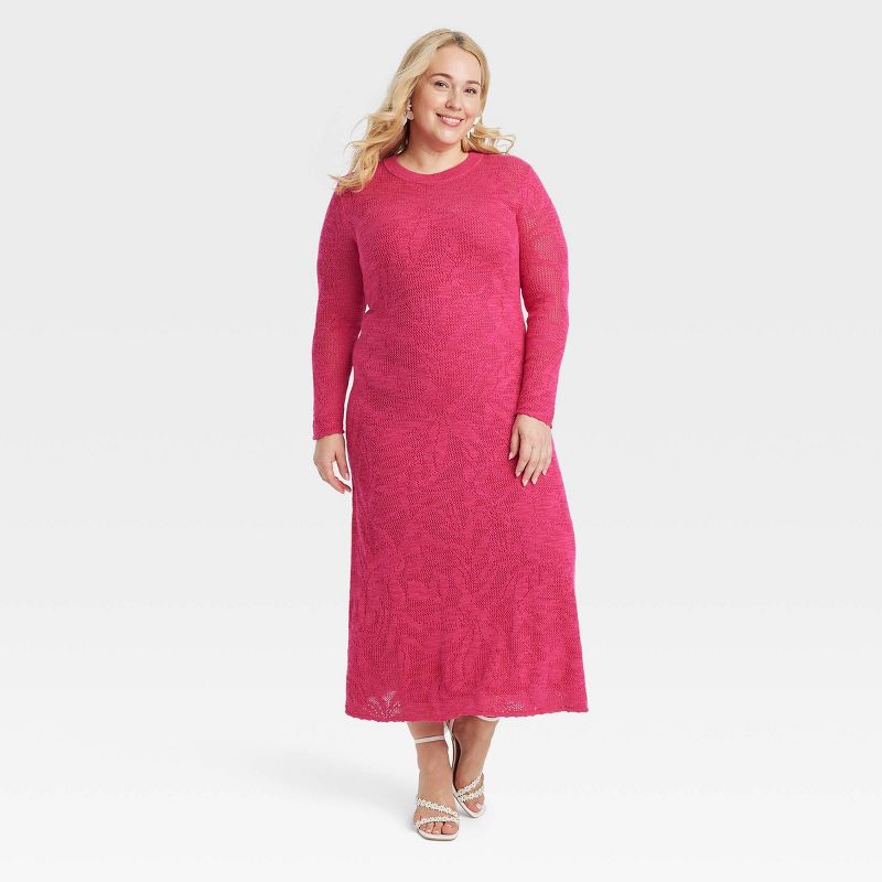 Women's Long Sleeve Maxi Pointelle Dress - A New Day™, 1 of 5