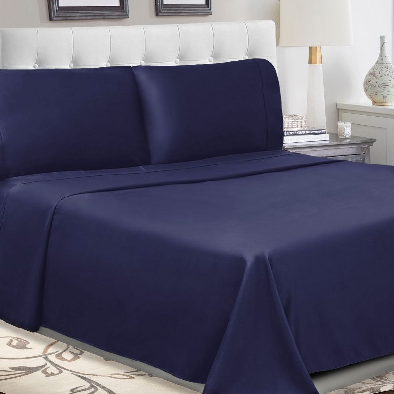 300-Thread Count Breathable Cotton Percale Deep Pocket Solid Bed Sheet Set by Blue Nile Mills, 2 of 5