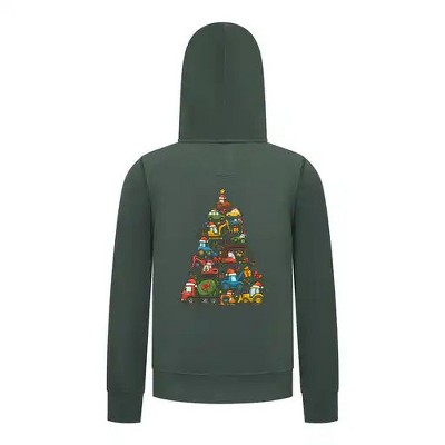 Everyday Kids Christmas Collection Construction Truck Tree Boys Zip up Hoodie – Holiday Sweatshirt - Red