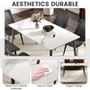 Vynxaria 55.12" Modern Artificial Stone White Straight Edge Black Metal Leg Dining Table-Can Accommodate 6 People(Dining Table Only) - 4 of 4