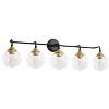 POWLIG 38.9" Black&Gold Vanity Light - 5-Light Dimmable Bathroom Fixture with Clear Glass Shades, Modern Farmhouse Style for Mirror Lighting - 2 of 4