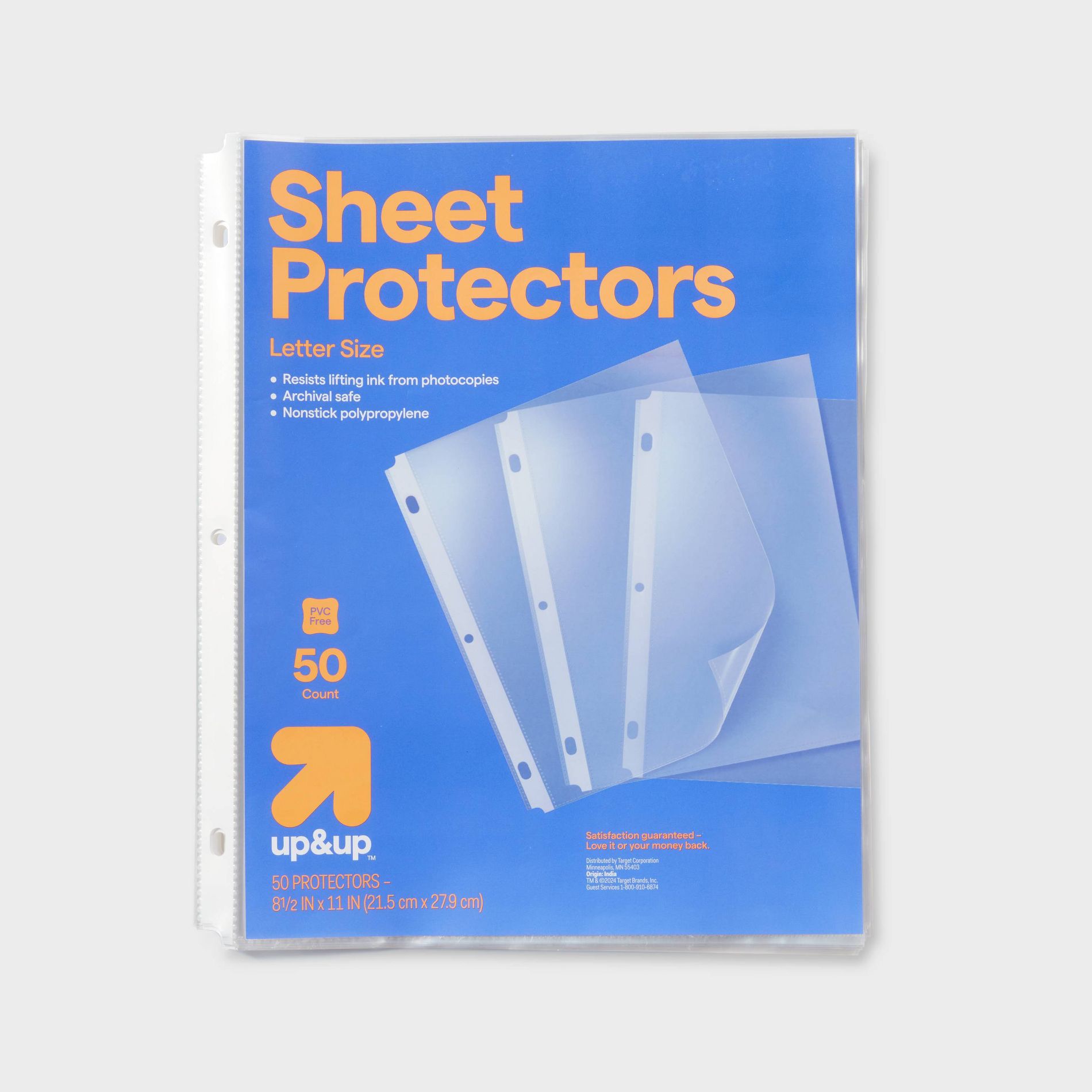 50ct Letter Sheet Protectors Clear - up&up™