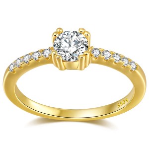 Round Engagement Ring for Women by Ginger Lyne .5 Ct Simulated Diamond Sterling Silver Wedding Rings - 1 of 4