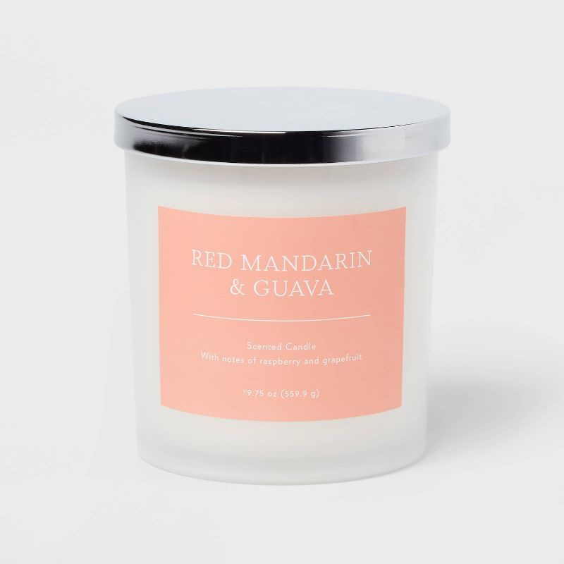 2-Wick 19.75oz Lidded Milky Glass Jar Red Mandarin and Guava Candle - Threshold&#8482;, 1 of 5