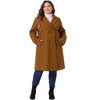 Agnes Orinda Women's Plus Size Fashion Notched Lapel Double Breasted Pea Coats - 3 of 4