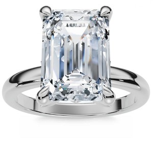 Pompeii3 2.05Ct Emerald Cut Certified Diamond Hidden Petal Engagement Ring Gold Lab Created - 1 of 4
