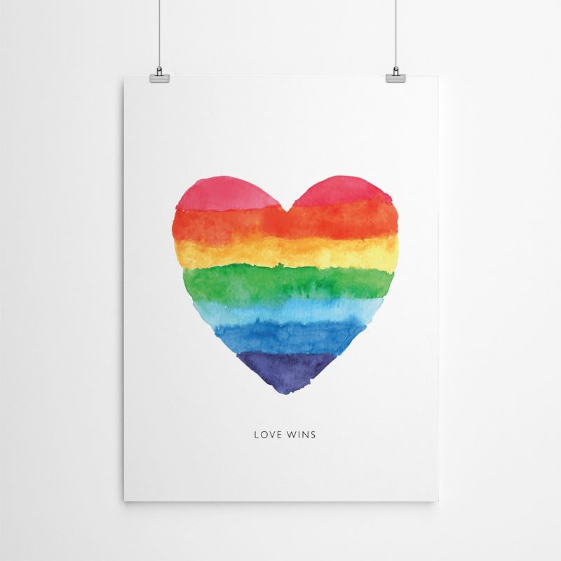 Americanflat Motivational Minimalist Love Wins Watercolor Rainbow Heart By Motivated Type Poster, 4 of 6