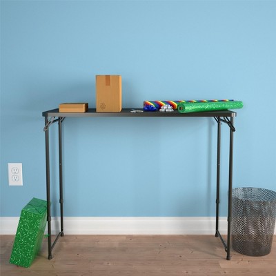Adjustable Height Black PVC Multipurpose Folding Table 20" x 48"