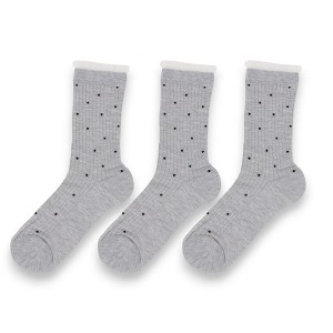 Anna-Kaci 3-Pack Women's Crew Socks with Ribbed Texture and Allover Polka Dot Pattern - 1 of 4